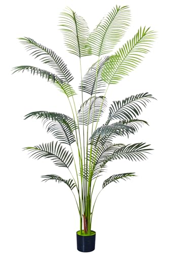 Artificial Golden Cane Palm Tree 7Feet Faux Plant for Home Decor Indoor Outdoor Faux Areca Palm Tree in Pot for Home Office Perfect Housewarming Gift with Adjustable Trunk