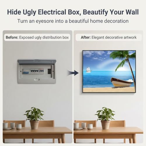 Cubierta de cuadro eléctrico para ocultar paneles antiestéticos y solucionar el desorden visual 4