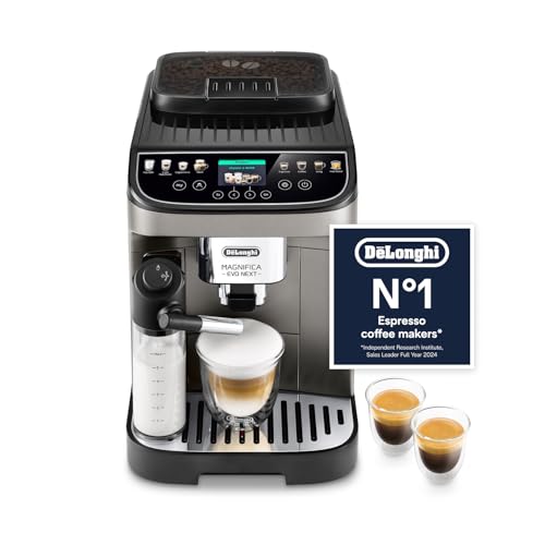 De'Longhi Magnifica Evo Next ECAM312.80.TB, Automatic Coffee Machine With Automatic Milk Frother, Bean To Cup Coffee and Cappuccino Machine with Intuitive Touch Display, Black/Titanium