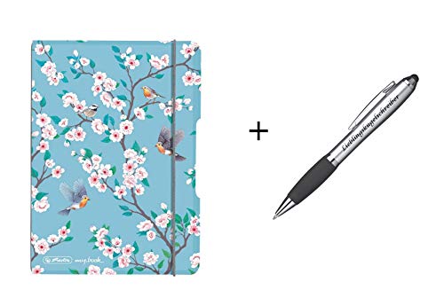 Preisvergleich Produktbild Herlitz Notizheft / A6 / flex / kariert / "Birds" + Lieblingskugelschreiber