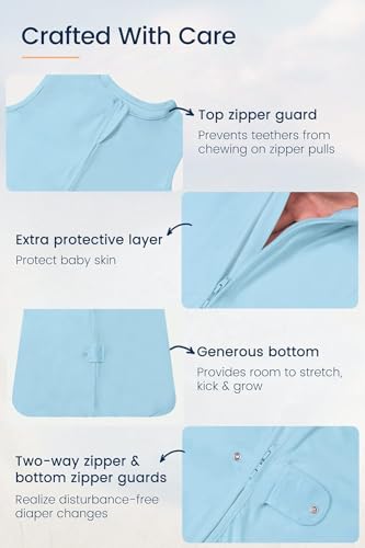 Image of TotAha Light Sleep Sack, Stretchy, Soft, Cozy Wearable Blanket Sleep Bag with 2-Way Safe Zippers for 0-6-12-24 Months 0.5 TOG