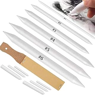 12 PCS Blending Stumps and Tortillions Paper Art Blenders with Sandpaper Pencil Sharpener Pointer for Student Artist Charcoal Sketch Drawing Tools