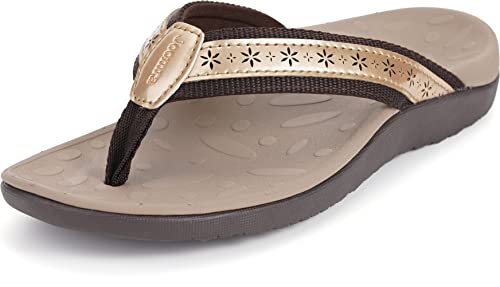 Image of Joomra Women's Flip Flops Arch Support Orthotic Thong Sandals | Plantar Fasciitis Relief, Supportive Sole, Vegan Leather Upper, Soft Toe Post, Comfortable Beach Pool Daily Use