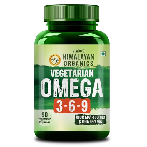Image of Vlado's Himalayan Organics Omega 3 6 9-2000mg /Serving I Vegetarian Omega 3 I Source from Flax Seed I Support Muscle,Bone,Heart & Skin - No Fish Burps Oil Used Capsules for Men & Women- 90 Capsules