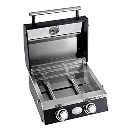 RÖSLE Gasgrill BBQ-Portable VIDERO G2-P tragbarer Tischgrill mit 2 Edelstahlbrennern & Grillplatte VIDERO G2-P Hochwertige Grillplatte aus Gusseisen für Fleisch und kleine Grillstücke – Bild 5