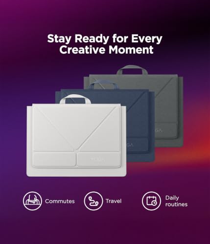 Image of Lenovo Yoga Tote Sleeve Case for Laptops with 14-inch Display, Multi-Compartment Organizer with Convertible Stand, Lightweight Protective Polyester & Microfiber Sleeve, Cosmic Blue