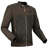 blouson moto segura homme marron Poignets avec fermeture éclair
