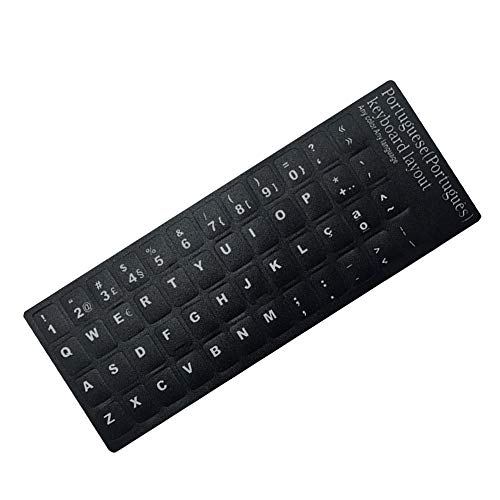 Haihuic portugués Pegatinas de Teclado, Etiqueta Adhesiva de Vinilo Mate con Letras Blancas para PC Computadora Portátil Portátil Teclados de Escritorio