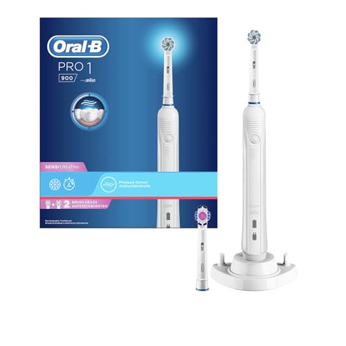 Oral-B PRO 1 900 Sensi UltraThin - Spazzolino elettrico ricaricabile, 1 manipolo, 2 testine, Bianco