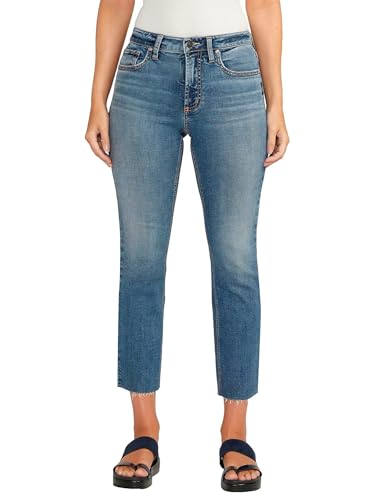 Silver Jeans Co. Women's Most Wanted Mid Rise Straight Leg Crop Jeans