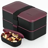 Bentoheaven Premium Bento Box Adult Lunch Box with 2 Compartments (40oz), Cutlery & Set of Chopstick