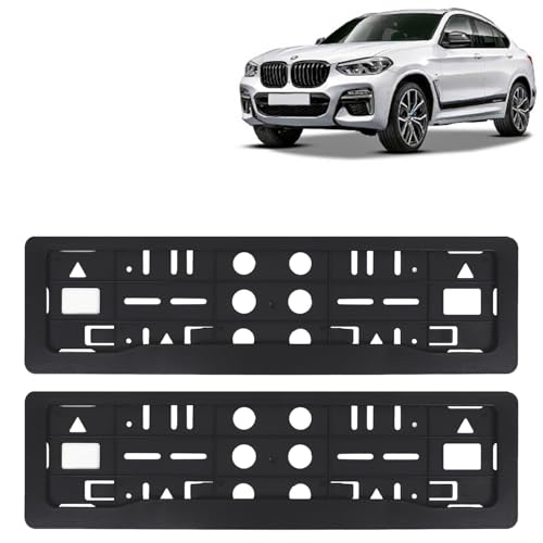 Image of KINGSWAY X4 Car Number Plate Frames for All 2019 Onwards Models of B-MM-W Car Registration Plate Holders, Black Licence Plate Covers (Front and Rear), Universal Size 51.5 x 14.5 cm