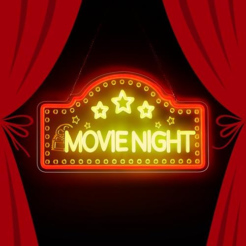 Retisee Movie Night Neon Sign 15.4 Inch Movie Theater Lights for Wall Night Party Decoration LED Neon Light for Birthday Party Wall Home Theater Film Room Decor
