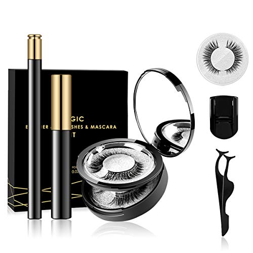 AHK Magnetic Eyelashes and Magnetic Eyeliner Kit, 3 Pairs of Different Styles Reusable Magnetic Eyelashes