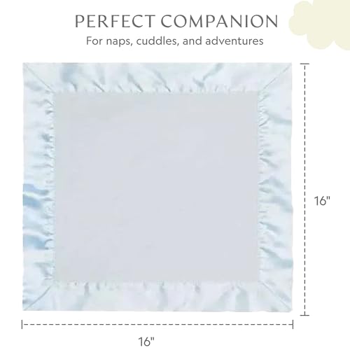 Image of Ultra-Soft Lovey Security Blanket Plush, Satin Trim 16x16 Blue