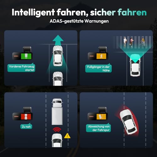 BOTSLAB Dashcam Auto Vorne Hinten 4K+2K mit GPS WiFi und Hardwire-Kit, Dash Cam Auto Kamera mit...