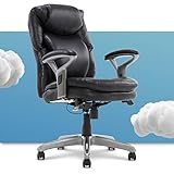 Serta AIR Health and Wellness Executive Office Chair High Back Big and Tall Ergonomic for Lumber Support Task Swivel, Bonded Leather, Mid Black
