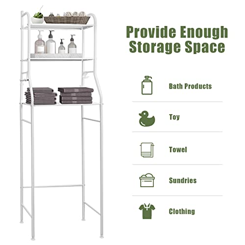 Holdfiturn Over Toilet Storage Unit 3 Tier Over Toilet Storage Rack Bathroom Shelf Organizer Stand Stainless Steel Saving Organizer Stand (White) - Cosy Home Interiors Holdfiturn Over Toilet Storage Unit 3 Tier Over Toilet Storage Rack Bathroom Shelf Organizer Stand Stainless Steel Saving Organizer Stand (White) - Image 5