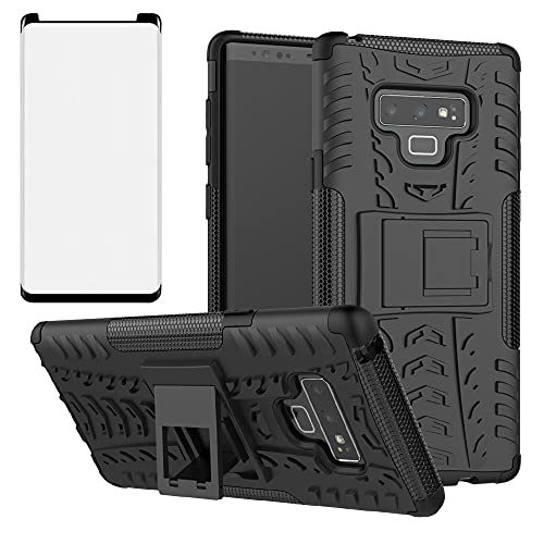 Cover per Samsung Galaxy Note 9 con Pellicola Vetro Temperato Vetrino Supporto Resistente Protettiva Protezione Note9 Custodia Case Maschio Ragazza silicone tpu nero