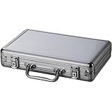 GLYUGHI アルミツールケース アタッシュタイプ ハードケース 頑丈設計 大容量 収納ボックス 持ち運び便利 工具収納 ポーカーチップ トランプ ダイス対応 多目的収納 シルバー ケース型収納ボックス (200 chips,銀色) [並行輸入品]