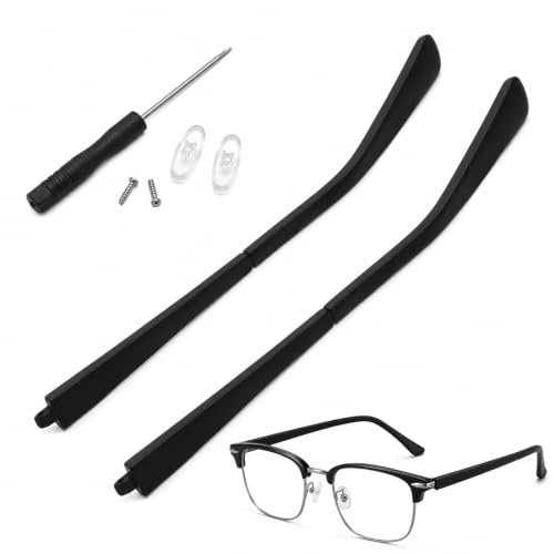 RhiVrillion Patillas de gafas de silicona, repuestos antideslizantes para monturas metálicas, sujetador cómodo para reparación – 1 Par
