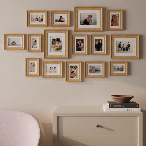Image of Art Street Set of 15 Premium 3D Wall Photo Frames Sumptuous Memories Theme Individual Fiber Wood Photo Frames (Color - Cave Brown, Size - 8x10, 5x7, 4x6 Inchs)