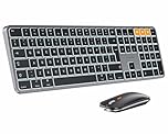 ProtoArc Backlit Bluetooth Keyboard and Mouse for Mac, KM100-A Full Size Wireless Keyboard Mouse for Mac, Multi-Device Rechargeable for MacBook Pro/Air, iPhone, iPad, Space Gray