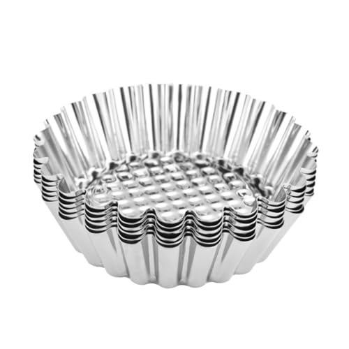 DINHEAROM Molde De Tartaleta De Huevo De Acero Inoxidable 16 Unidades Antiadherente Fácil De Usar