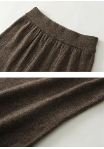 Women's Fall Winter Slim Fit Fish Tail Skirt Wrap Around High Waist Solid Wool Midi Skirt Dark Curry XL2