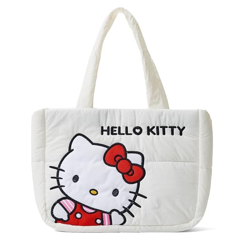 easitea Bolsa feminina acolchoada com desenho animado, bolsa de ombro leve e fofa, para trabalho, viagem, academia, Branco, 13 inches