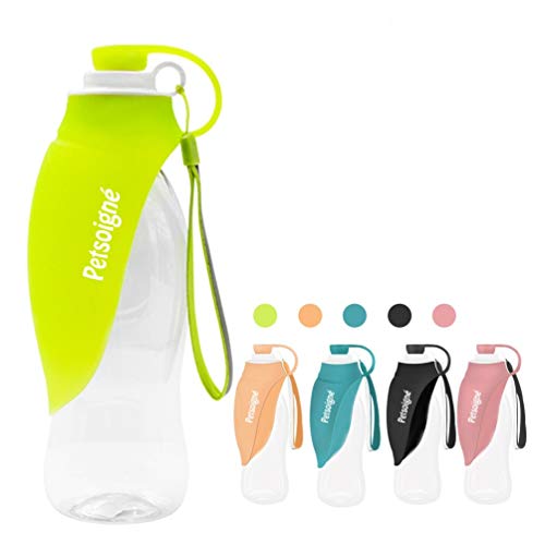 Petsoigné Portable Dog Water Bottle in Silicone Pet Water Bottles Foldable for Travel Walking Hiking (Green)
