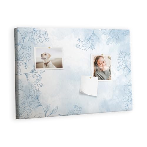 Panneau de liège horizontal 60x40 cm avec motif croquis de plantes pour mémo et photos