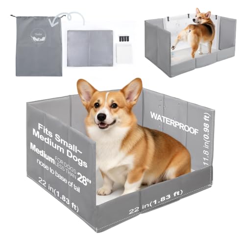 Image of HQ4US 4LEGS Dog Litter Box, Pee Pad Holder Foldable, 22''x 22'' Indoor Dog Potty Tray for Medium Dogs, High Walls, Seamless, No Assembly, Waterproof, Easy to Clean, No Spill,Portable for Travel