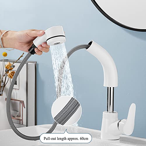 Robinet de lavabo blanc relevable et orientable pour simplifier la routine