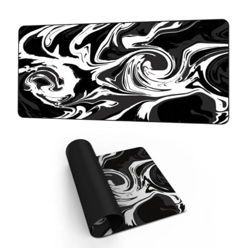 Image of Saco XXL Gaming Mouse Pad for PC - Large Desk Mat 900x400x3mm, Extended Non-Slip Rubber Base, Waterproof Surface, Liquid Wave Design, Big Keyboard Mouse Pad for Office & Home Setup