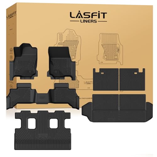 Image of LASFIT Floor Mats&Trunk Mat with Backrest Mat for Toyota 4Runner 2025-2026(Only Fit 7 Seats), All Weather TPE Custom Fit Floor Liner for 4Runner SR5 /TRD /Limited 6th gen Front&Rear 4 Runner Car Mats