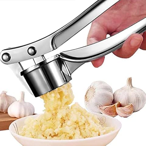 AKOAK 1 Packung Knoblauchpresse Edelstahl Ingwer Crusher Rostbeständig Leicht zu Drücken Und Reinigen Haushalt Küche Zwiebelschneider Rutschfester Griff Cover