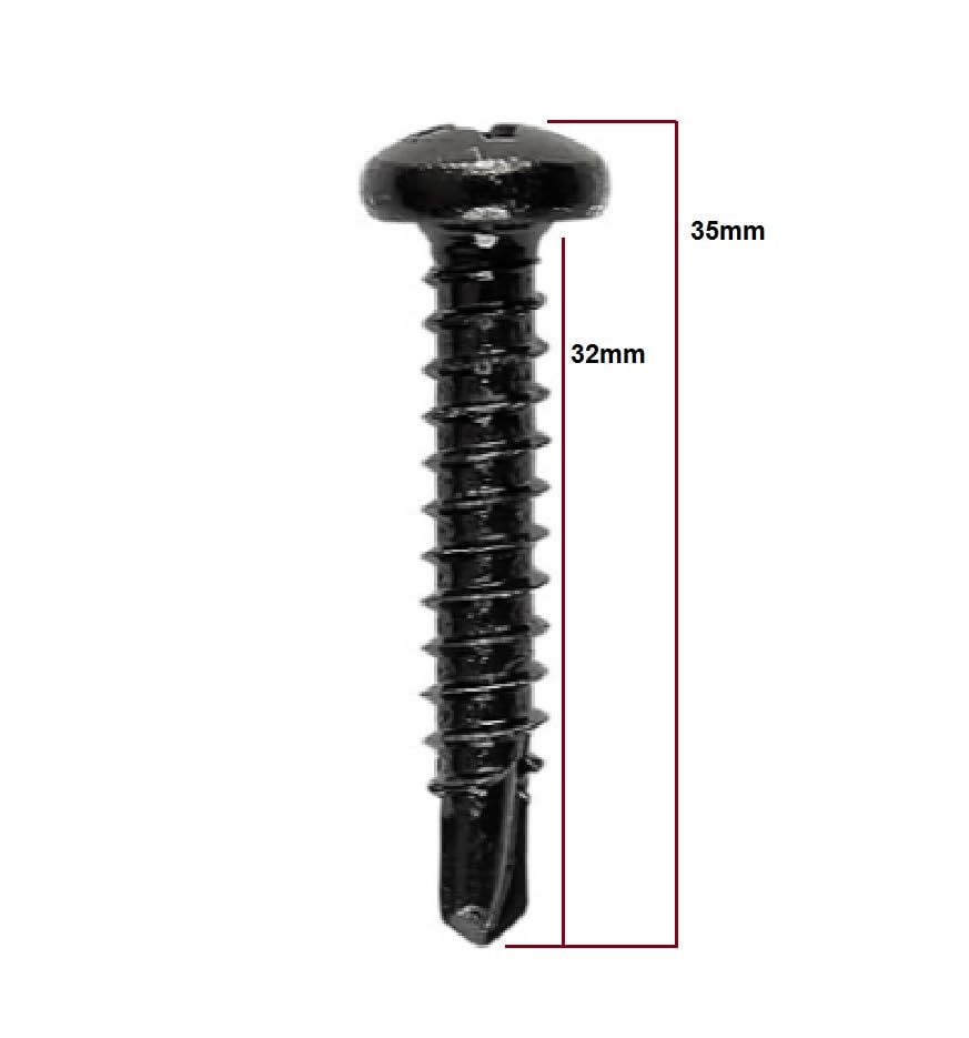Viti Autoforanti in Acciaio Zincato Nero TC 4,8x32 200 Pezzi | Testa Cilindrica, Zincatura Nera, Confezione da 200, 32mm Lunghezza, Autoforanti