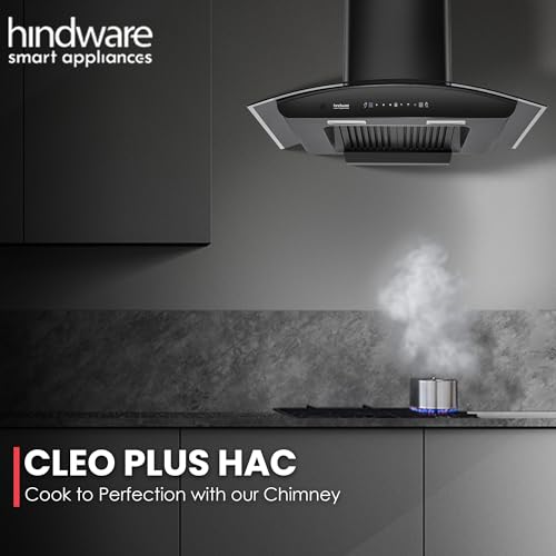 Image of Hindware Smart Appliances Cleo Plus 90 | Kitchen Chimney with Max Suction 1300 m /hr | Thermal Auto Clean | Touch Control with Motion Sensor Technology | Energy Efficient LED Light