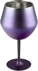 Taça Térmica A Vácuo 410Ml 2-Em-1 Inox Haste Rosqueável Removível Copo E Taça Parede Dupla Isolante Antiderrapante Ideal Para Gin Vinho Drinks Viagem E Churrasco (ROXO METÁLICO)