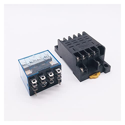 Relé de potencia LY4NJ de 14 pines y 10A con base PTF14A CC 12V para control eléctrico 4