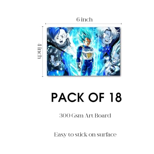 Image of ATEVON Dragon Ball Anime Poster Set - 18PCS Unframed Wall Collage Kit (6x4 inch) Featuring Goku, Vegeta, Gohan, and More - Manga-Inspired Decor for Bedroom, Dorm, and Anime Wall Aesthetic