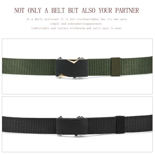 Men's Ratchet Tactical Gun Belt, 2 Pack 1.5" Nylon Web Work Belt with Automatic Slide Buckle3