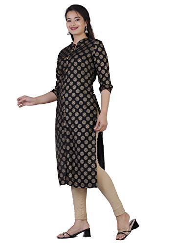 Image of Women's Rayon Straight Kurta (GF-014 Black S)