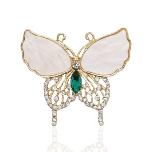 Image of Butterfly Rhinestone Brooch Pin for Women White Cartoon Animal Lapel Pins Fashion Jewelry Accessories for Women Gift
