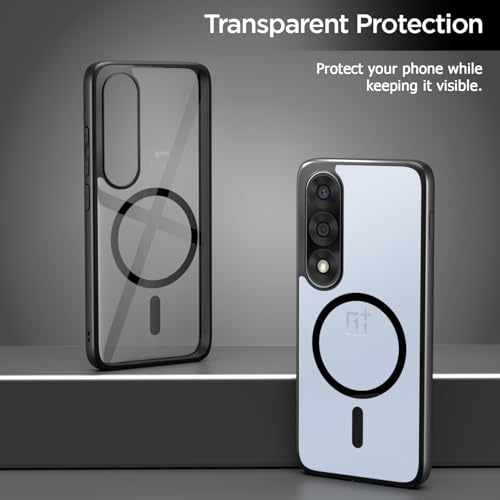 Image of Amazon Basics TPU+PC Back Cover for OnePlus Nord 5 5G Compatible with Mag-Safe | Shockproof Design | Hard Transparent Back Case (Black Mag-Safe)