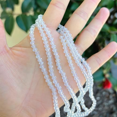 Image of 1000pcs Czech Faceted Rondelle Crystal Glass Loose Beads 4mm Small Tiny Spacer Bulk White Opal for DIY Craft Jewelry Making CCR434