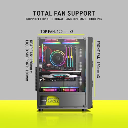 Image of Ant Value VM50 ARGB Mid-Tower Computer Case /Gaming Cabinet - Black | Support Micro ATX, M-ATX, ITX | Built-in USB 3.0 Port, Pre-Installed 4 ARGB Case Fans