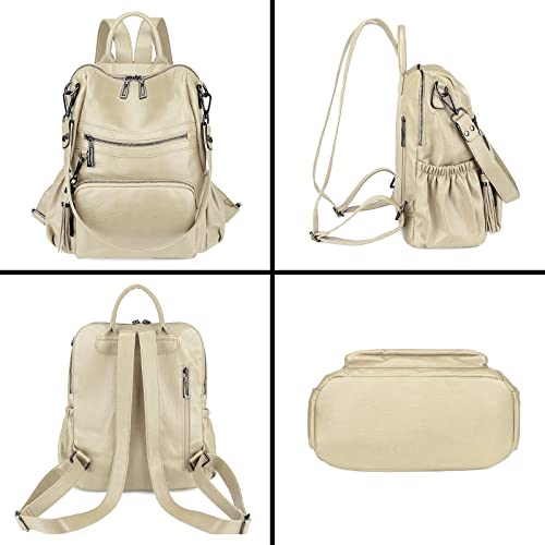 Image of Uromee Travel Backpack Purse for Women Vegan Leather Ladies Fashion Tassel Shoulder Bag Convertible