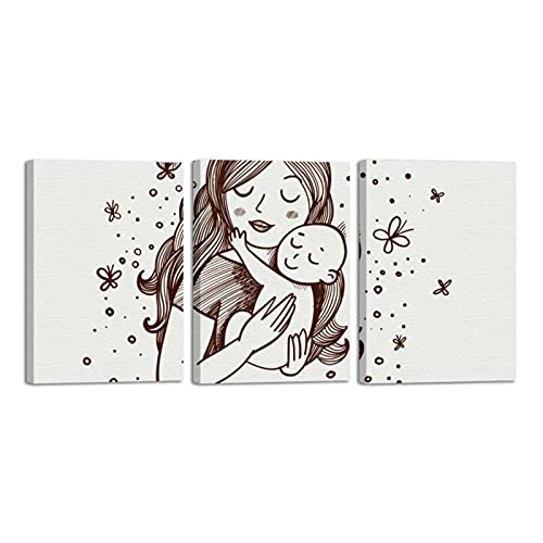 Tableau salon moderne fête des mères en 3 pièces pour décoration murale